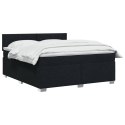 ŁÓŻKO BOX SPRING Z MATERACEM I LED CZARNY 140 X 200 CM TKANINA