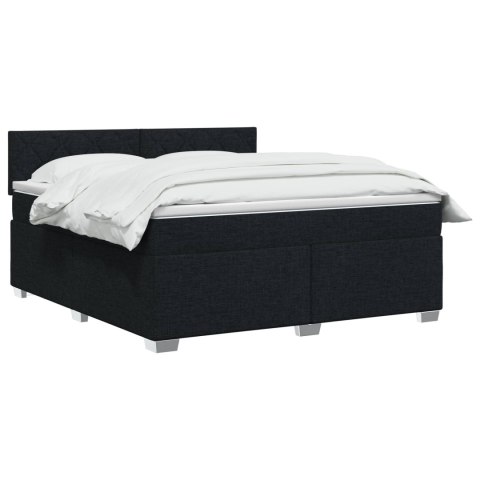 ŁÓŻKO BOX SPRING Z MATERACEM I LED CZARNY 140 X 200 CM TKANINA