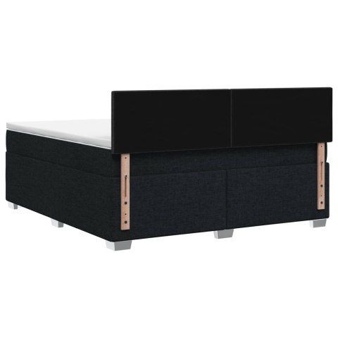 ŁÓŻKO BOX SPRING Z MATERACEM I LED CZARNY 140 X 200 CM TKANINA