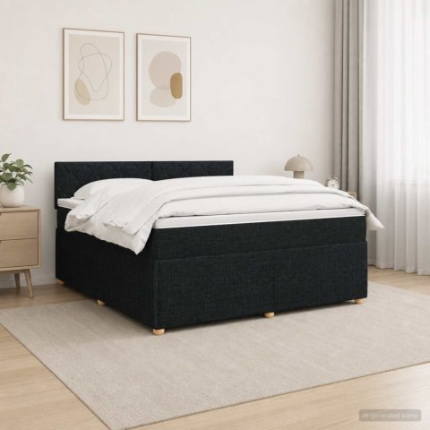 VidaXL Łóżko kontynentalne z materacem Czarny 140 x 190 cm tkanina