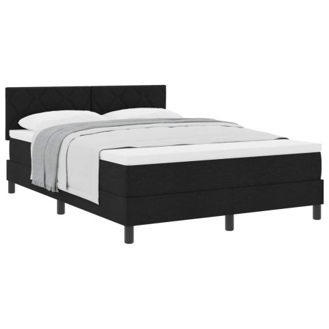 ŁÓŻKO SPRĘŻYNOWE Z ZAGŁÓWKIEM CZARNY 140 X 200 CM TKANINA