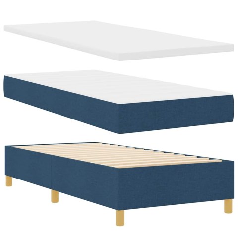 VidaXL Łóżko sprężynowe z paskami LED Niebieski 90 x 190 cm tkanina