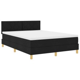 ŁÓŻKO Z SPRĘŻYNĄ LED Z PASKAMI LED CZARNY 140 X 190 CM TKANINA