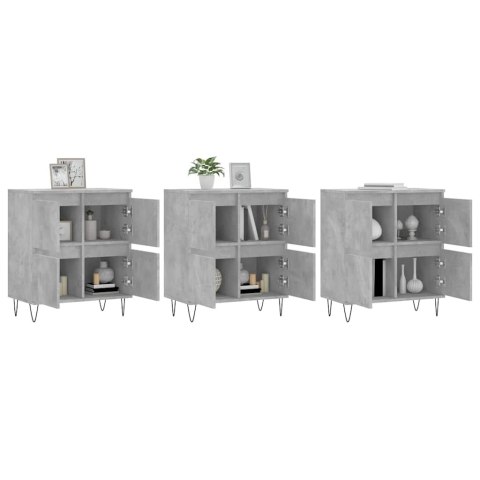 SZAFKI, 3 SZT., SZAROŚĆ BETONU, MATERIAŁ DREWNOPOCHODNY