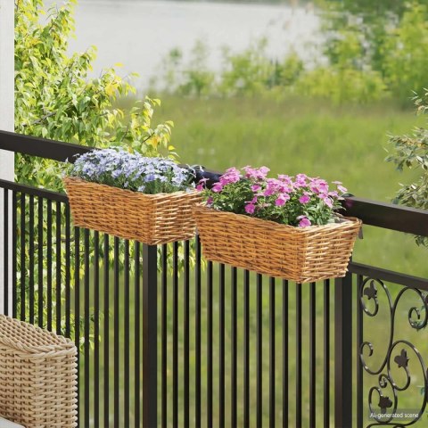 HANGING PLANTER KOSZ GENDT 2 SZT. NATURALNY BRĄZ RATTAN KUBU