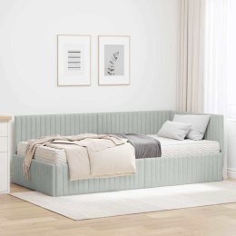 VidaXL Rama Łóżka Narożnego z Materacem 2 szt. Jasnoszary 100 x 200 cm