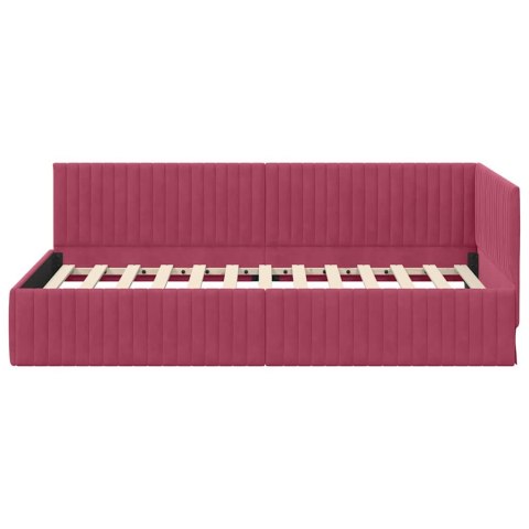 VidaXL Rama łóżka narożnego Czerwone wino 100 x 200 cm Aksamit