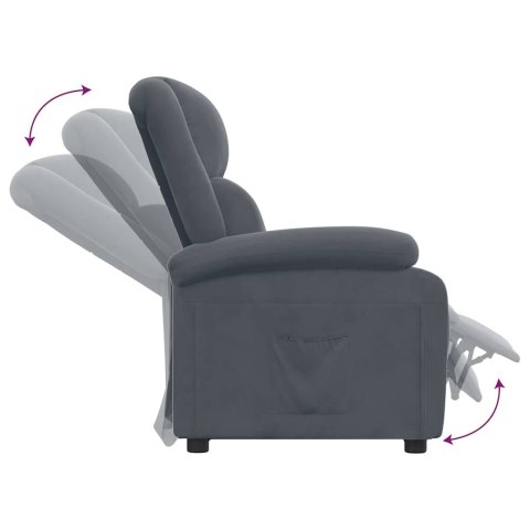 VidaXL Fotel rozkładany, ciemnoszary, obity aksamitem