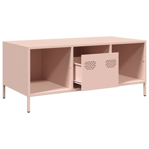 SZAFKA RTV, RÓŻOWA, 101,5X50X43,5 CM, STAL WALCOWANA NA ZIMNO