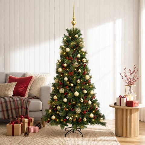 VidaXL Sztuczna choinka z bombką 150 cm 150 LED Ciepła biel