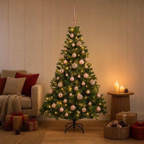 VidaXL Sztuczna choinka z bombkami 150 cm 150 LED Ciepła biel