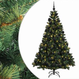 VidaXL Sztuczna choinka z bombkami 180 cm 300 LED Ciepła biel