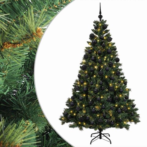 VidaXL Sztuczna choinka z bombkami 180 cm 300 LED Ciepła biel