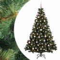 VidaXL Sztuczna choinka z bombkami 180 cm 300 LED Ciepła biel