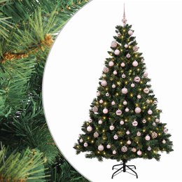 VidaXL Sztuczna choinka z bombkami 180 cm 300 LED Ciepła biel