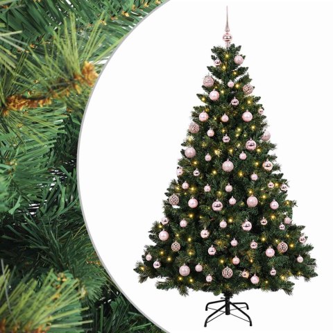 VidaXL Sztuczna choinka z bombkami 180 cm 300 LED Ciepła biel