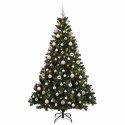 VidaXL Sztuczna choinka z bombkami 180 cm 300 LED Ciepła biel