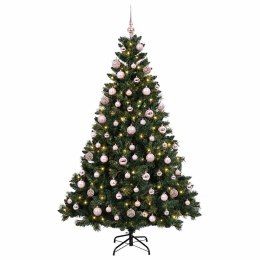 VidaXL Sztuczna choinka z bombkami 180 cm 300 LED Ciepła biel