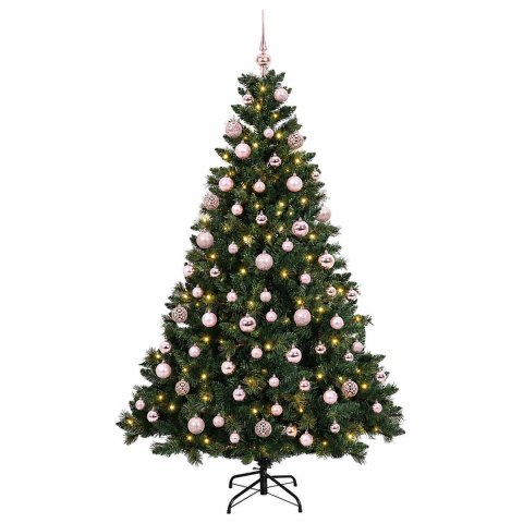 VidaXL Sztuczna choinka z bombkami 180 cm 300 LED Ciepła biel