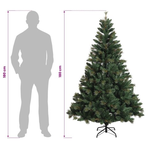VidaXL Sztuczna choinka z bombkami 180 cm 300 LED Ciepła biel