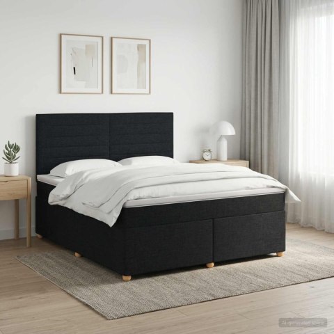 VidaXL Łóżko kontynentalne z materacem Czarny 140 x 190 cm tkanina