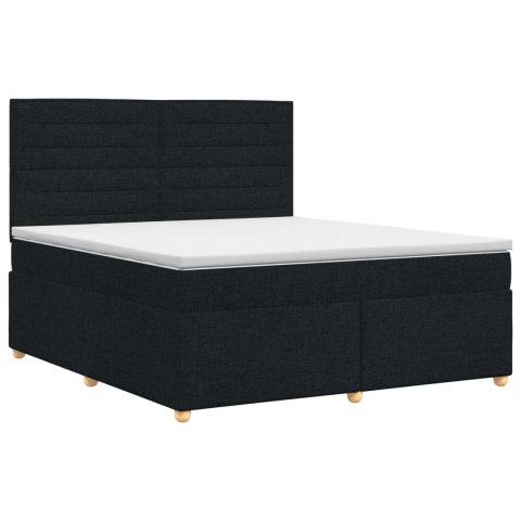 VidaXL Łóżko kontynentalne z materacem Czarny 140 x 190 cm tkanina