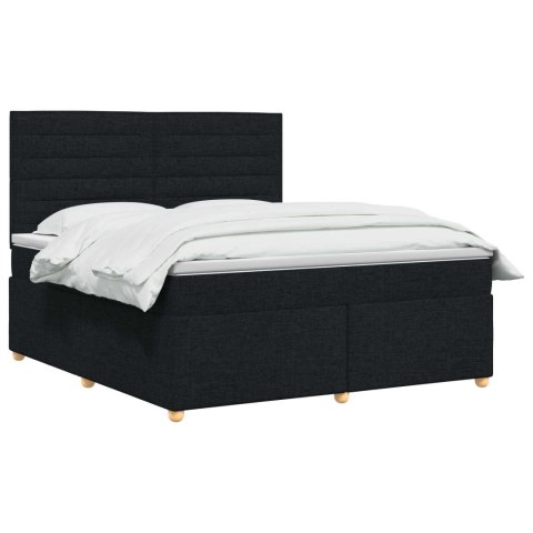 VidaXL Łóżko kontynentalne z materacem Czarny 140 x 190 cm tkanina