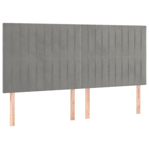 VidaXL Łóżko kontynentalne z materacem, jasnoszare, 180x200cm, aksamit