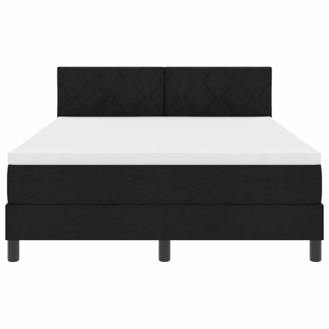 VidaXL Łóżko sprężynowe Z zagłówkiem Czarny 140 x 190 cm tkanina
