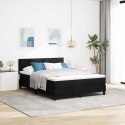 ŁÓŻKO SPRĘŻYNOWE Z PASKAMI LED CZARNY 140 X 190 CM TKANINA