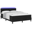ŁÓŻKO SPRĘŻYNOWE Z PASKAMI LED CZARNY 140 X 190 CM TKANINA