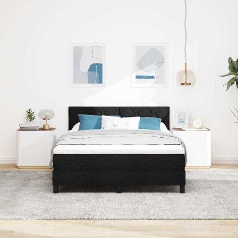 ŁÓŻKO SPRĘŻYNOWE Z PASKAMI LED CZARNY 140 X 190 CM TKANINA