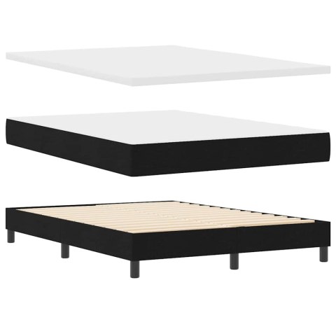 ŁÓŻKO SPRĘŻYNOWE Z PASKAMI LED CZARNY 140 X 190 CM TKANINA