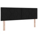 ŁÓŻKO SPRĘŻYNOWE Z PASKAMI LED CZARNY 140 X 190 CM TKANINA