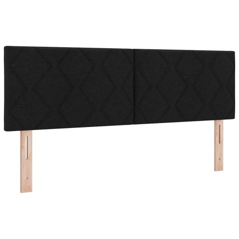 ŁÓŻKO SPRĘŻYNOWE Z PASKAMI LED CZARNY 140 X 190 CM TKANINA