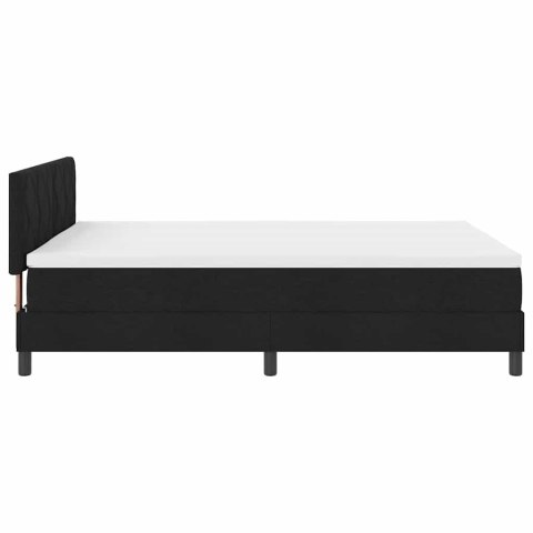 ŁÓŻKO SPRĘŻYNOWE Z PASKAMI LED CZARNY 140 X 190 CM TKANINA