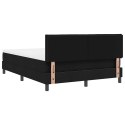 ŁÓŻKO SPRĘŻYNOWE Z PASKAMI LED CZARNY 140 X 190 CM TKANINA