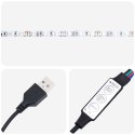 ŁÓŻKO SPRĘŻYNOWE Z PASKAMI LED CZARNY 140 X 190 CM TKANINA