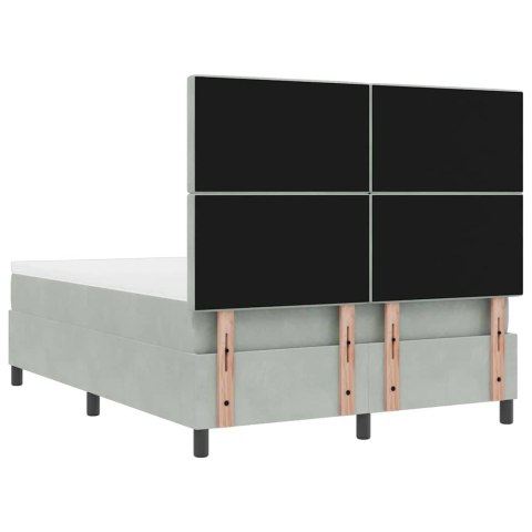 VidaXL Łóżko sprężynowe z poduszką Jasnoszary 200 x 140 cm Aksamit