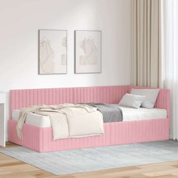 VidaXL Rama Łóżka Narożnego z Materacem 2 szt. różowy 90 x 200 cm