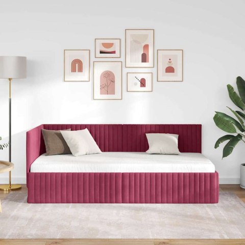 RAMA ŁÓŻKA NAROŻNEGO CZERWONE WINO 90 X 200 CM AKSAMIT