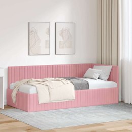 VidaXL Rama łóżka narożnego Różowy 90 x 200 cm Aksamit