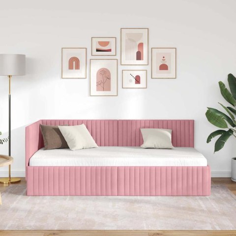VidaXL Rama łóżka narożnego Różowy 90 x 200 cm Aksamit