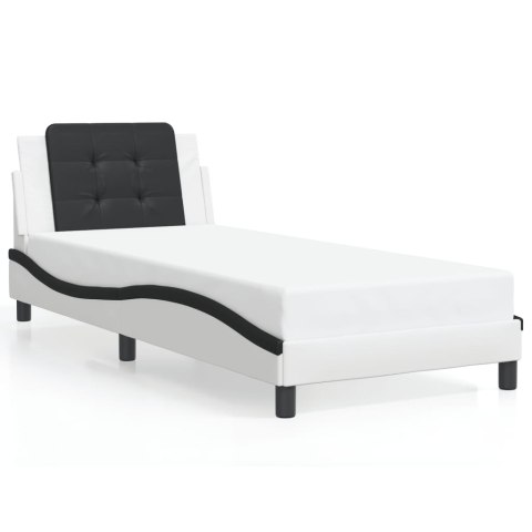 VidaXL Rama łóżka z LED bez materaca, Zadar, biało-czarna, 90x200 cm