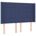 VidaXL Zagłówek do łóżka z LED, niebieski, 147x16x118/128 cm, tkanina