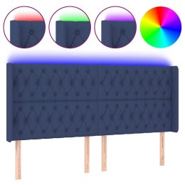 VidaXL Zagłówek do łóżka z LED, niebieski, 183x16x118/128 cm, tkanina