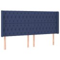 VidaXL Zagłówek do łóżka z LED, niebieski, 183x16x118/128 cm, tkanina