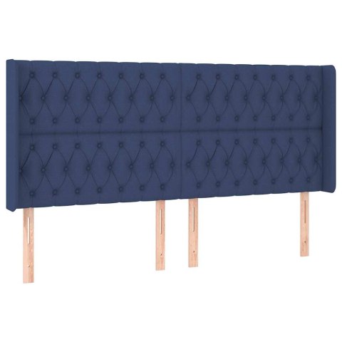 VidaXL Zagłówek do łóżka z LED, niebieski, 183x16x118/128 cm, tkanina
