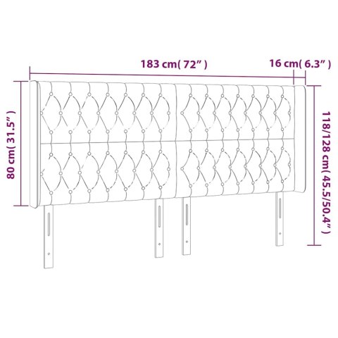 VidaXL Zagłówek do łóżka z LED, niebieski, 183x16x118/128 cm, tkanina