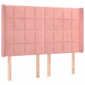VidaXL Zagłówek do łóżka z LED, różowy, 147x16x118/128 cm, aksamit
